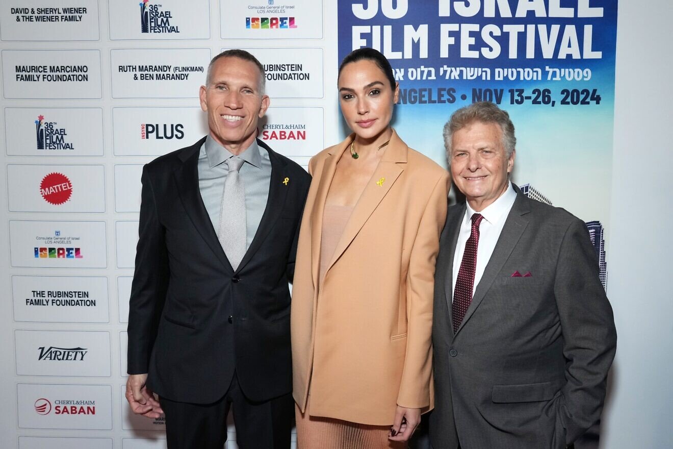 At the 36th annual Israel Film Festival in Los Angeles are (from left) Ynon Kreiz, Mattel chairman and CEO; actress Gal Gadot; and Meir Fenistein, founder and executive director of the Israel Film Festival, which ran from Nov. 13-26, 2024. Photo by Jordan Strauss/January Images.
