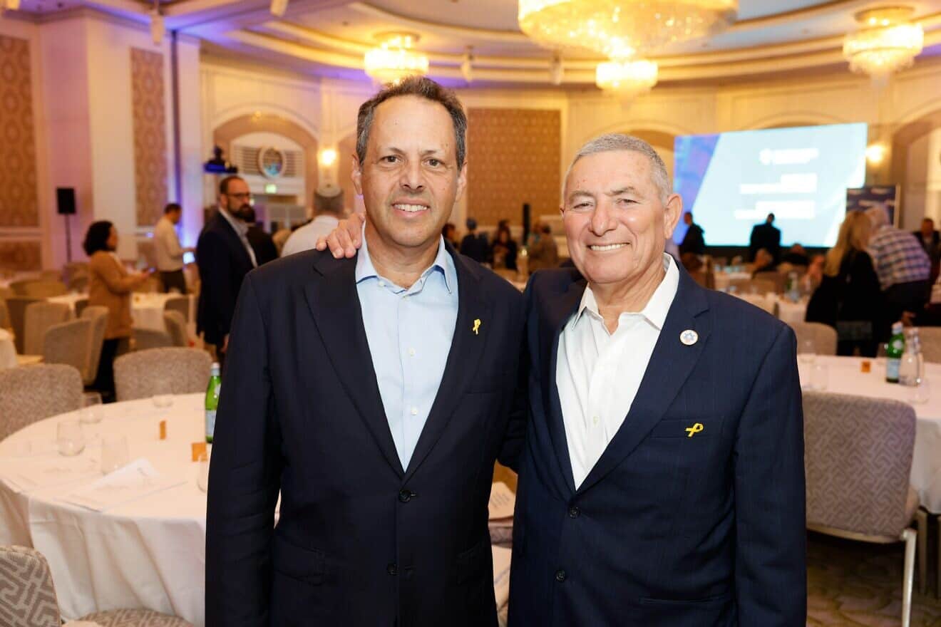 Mark Wilf, Chairman of the Board of Governors for the Jewish Agency of Israel (left), and Maj. Gen. (res.) Doron Almog, chairman of the executive of the Jewish Agency. Credit: Courtesy JAFI.