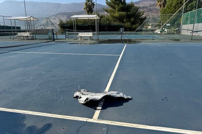 Damage at the Israel Tennis and Education Center (ITEC) in Kiryat Shmona after 14 months of cross-border fighting with Hezbollah. Credit: Courtesy.