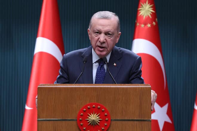 Turkish President Recep Tayyip Erdoğan following a Cabinet meeting in Ankara, on Dec. 23, 2024. Photo by Yavuz Ozden/dia images via Getty Images.