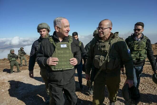 Israeli Prime Minister Benjamin Netanyahu and senior security officials at the peak of Mount Hermon, Dec. 17, 2024. Photo by Maayan Toaf/GPO.