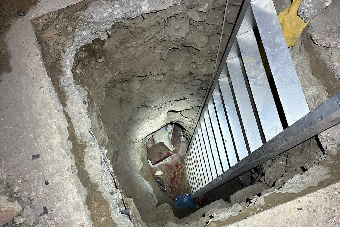The tunnel shaft leading to a Hezbollah compound with eight weapons storage facilities, December 2024. Credit: IDF.