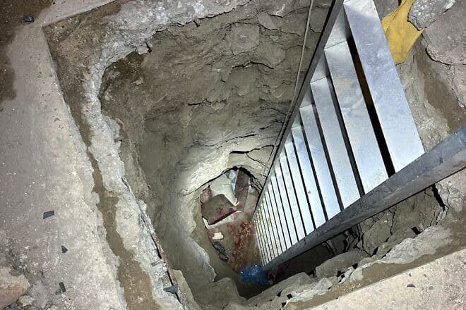 The tunnel shaft leading to a Hezbollah compound with eight weapons storage facilities, December 2024. Credit: IDF.