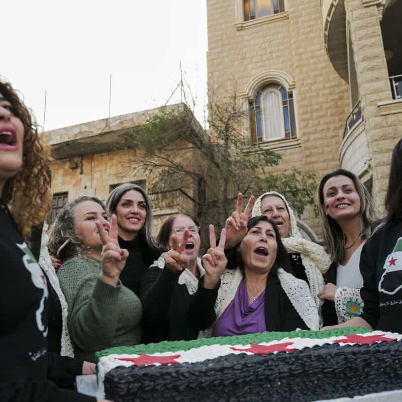 Members of the Druze in the Golan celebrate the fall of Syrian dictator Bashar Assad in the town of Majdal Shams, Israel, on Dec. 9, 2024. Photo by Michael Giladi/Flash90.