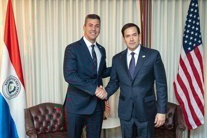 U.S. Secretary of State Marco Rubio meets with Paraguayan President Santiago Peña at the State Department in Washington, Jan. 21, 2025. Credit: Freddie Everett/U.S. State Department.