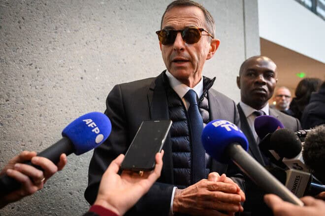 France's Interior Minister Bruno Retailleau, flanked by Minister of State for Francophonie and International Partnerships Thani Mohamed Soilihi, speaks to reporters at the Visa Department in Nantes, western France, on Jan. 10, 2025. Photo by Loic Venance/AFP via Getty Images.