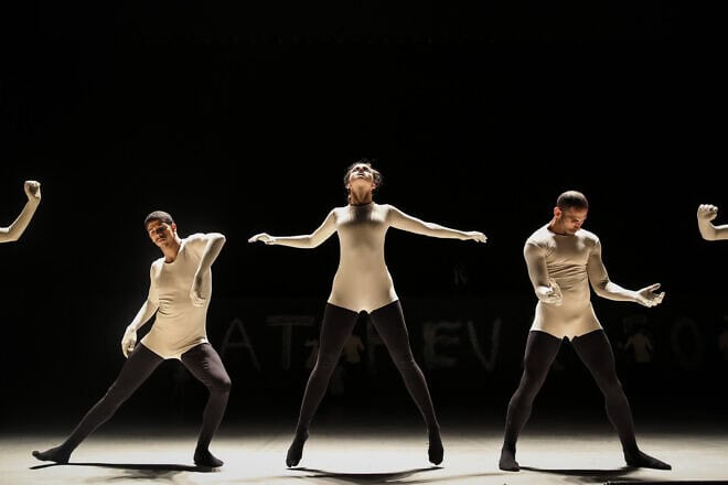 Dancers of the Batsheva Dance Company on stage during the final rehearsals before their 50th anniversary performance at the Tel Aviv Opera, on June 21, 2014. Photo by Hadas Parush/Flash90.