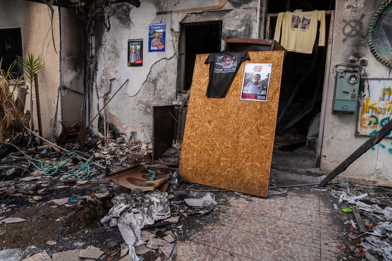 Destruction caused on Oct. 7, 2023, by Hamas and Palestinian terrorists in Kibbutz Nir Oz, near the Gaza Strip, Jan. 23, 2025. Photo by Yaniv Nadav/Flash90.