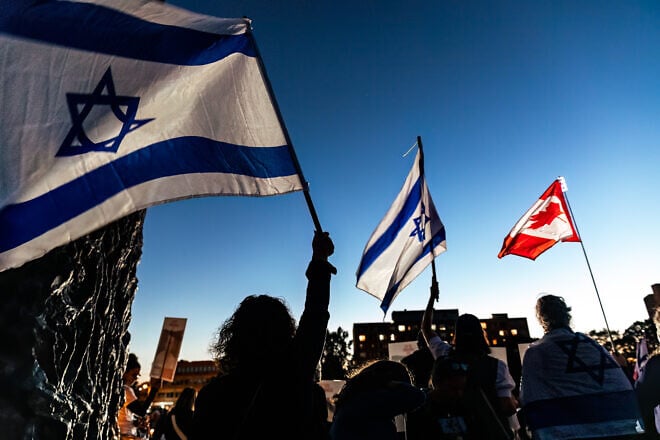 Pro-Israel attendees of a rally calling for the release of Israelis held kidnapped by Hamas terrorists in Gaza in Toronto, Canada, Sept. 1, 2024. Credit: Doron Horowitz/Flash90.