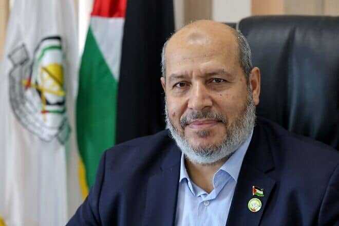 Senior Hamas terrorist Khalil al-Hayya during an interview at his office in Gaza City on April 21, 2021. Photo by Emmanuel Dunand/AFP via Getty Images.