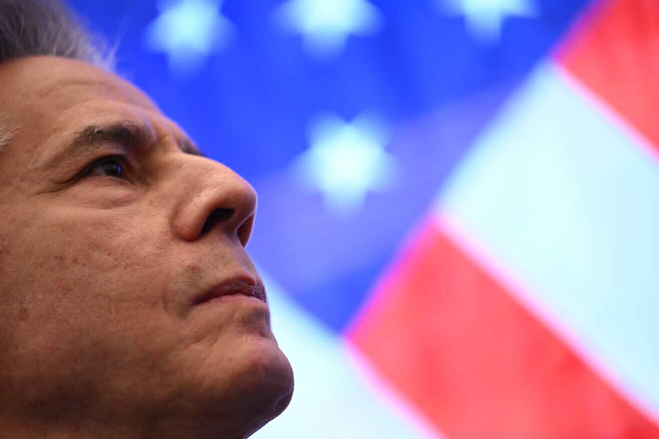 U.S. Secretary of State Antony Blinken waits to speak at the Atlantic Council in Washington, D.C., on Jan.14, 2025. Credit: Andrew Caballero-Reynolds/AFP via Getty Images.