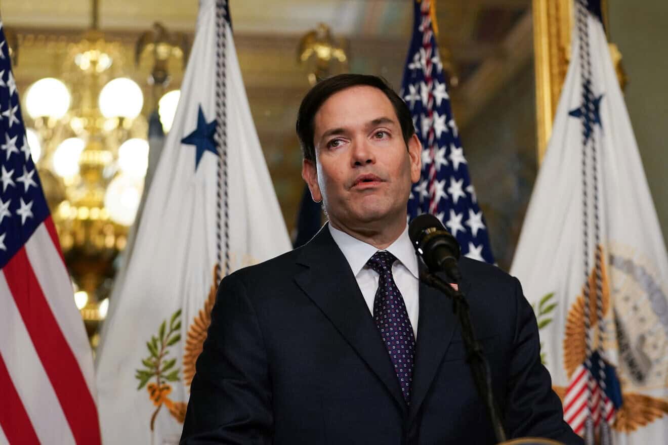 U.S. Secretary of State Marco Rubio speaks after being sworn in by Vice President JD Vance in Washington, Jan. 21, 2025. Photo by Allison Robbert/AFP via Getty Images.