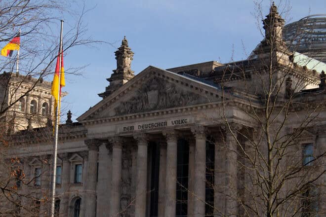 The Reichstag building that houses the Bundestag, Germany's lower house of parliament, Jan. 22, 2025 in Berlin. Photo by Vincent Kolbe/AFP via Getty Images.