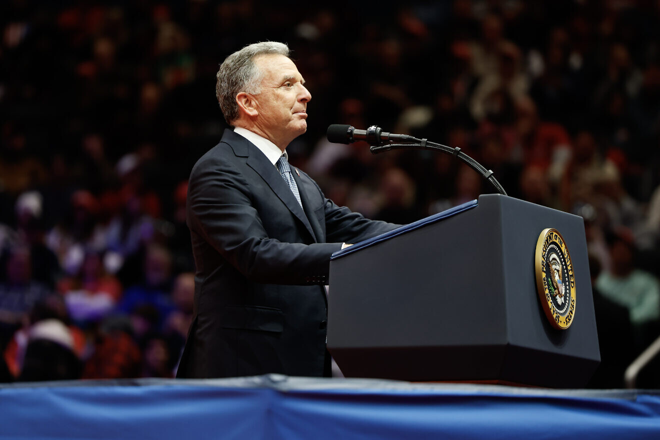 Middle East envoy Steve Witkoff introduces U.S. President Donald Trump during an indoor inauguration parade at Capital One Arena on Jan. 20, 2025. Credit: Anna Moneymaker/Getty Images.