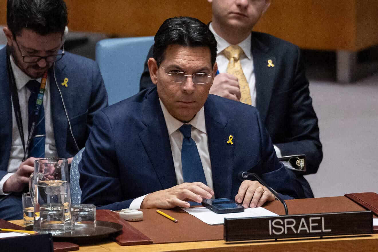 Israel's Ambassador to the United Nations Danny Danon speaks during a UN Security Council meeting concerning the UN Relief and Works Agency (UNRWA) at UN headquarters in New York City on Jan. 28, 2025. Photo by Yuki Iwamura/AFP via Getty Images.