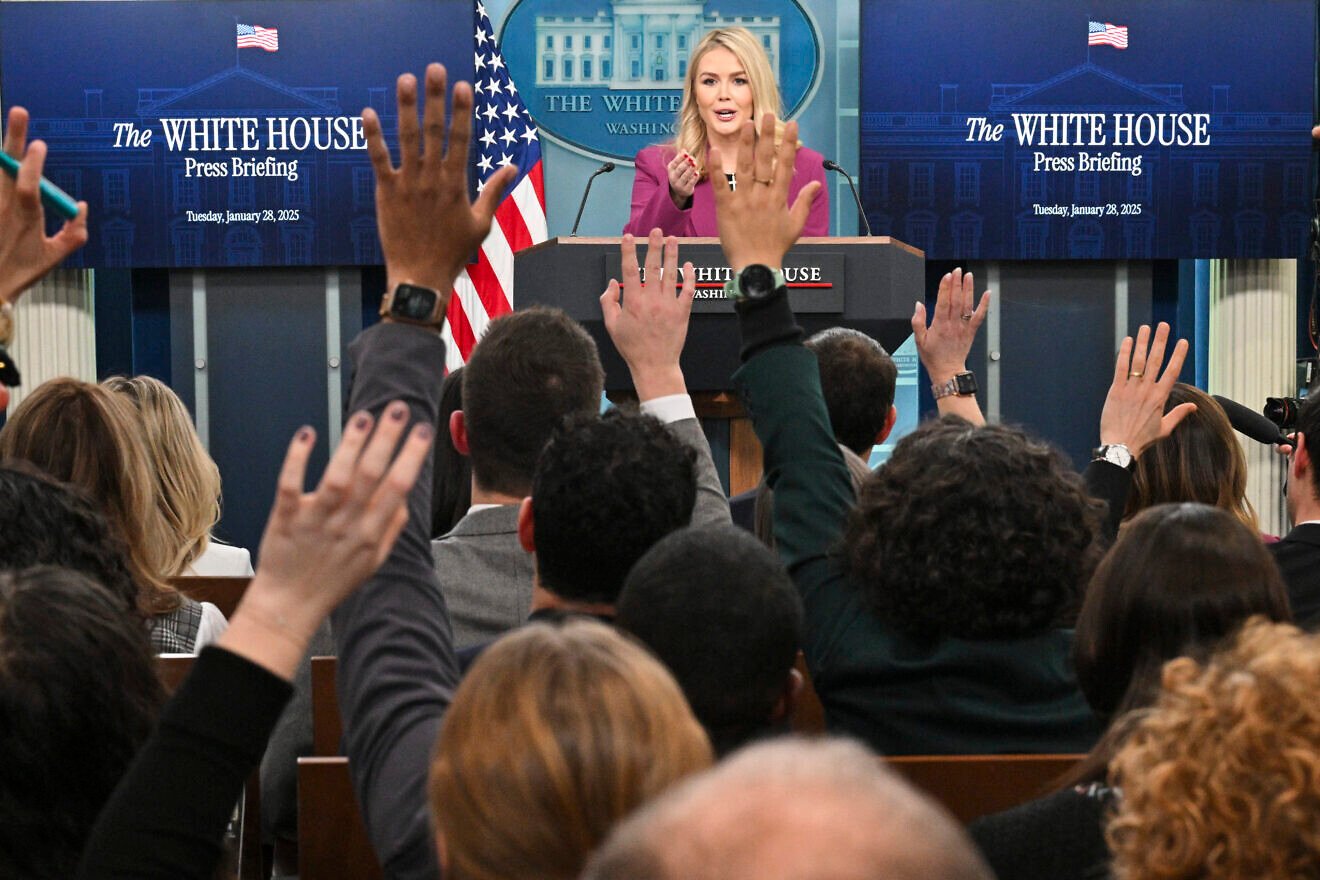 White House Press Secretary Karoline Leavitt speaks during the daily briefing in the Brady Briefing Room of the White House, Jan. 28, 2025. Photo by Roberto Schmidt/AFP via Getty Images.