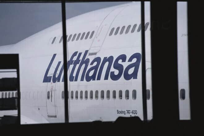 Lufthansa Airlines at a Frankfurt Airport terminal. Photo by James Leynse/Corbis via Getty Images.