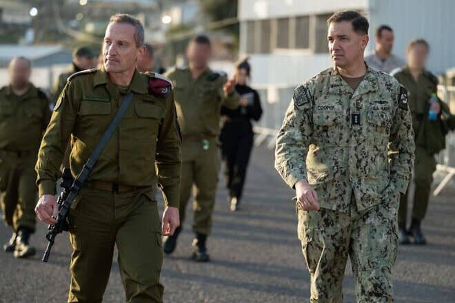 The deputy commander of U.S. Central Command (CENTCOM), Vice Admiral Brad Cooper (right), visits Israel, January 2025. Credit: IDF.