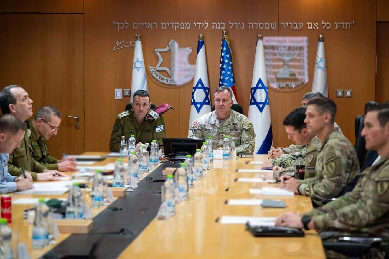 U.S. Central Command Commander Gen. Michael Erik Kurilla participated in a strategic meeting with IDF Chief of Staff Lt. Gen. Herzi Halevi and other military officials during his visit to Israel, January 2025. Credit: IDF.