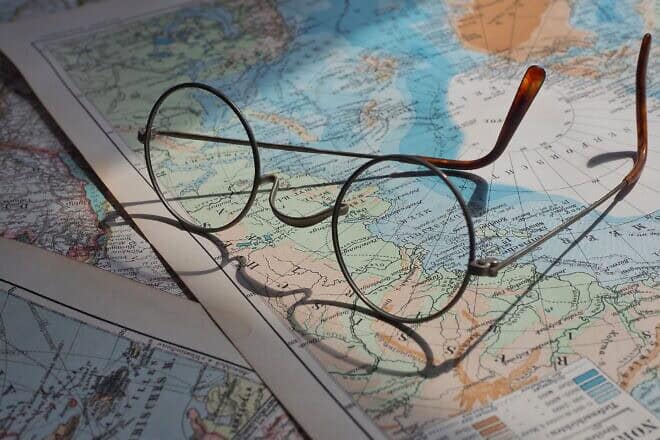 Glasses on a map. Credit: beasternchen/Pixabay.