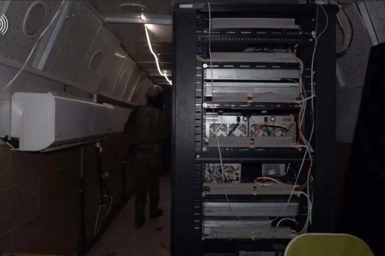 A subterranean Hamas data center underneath UNRWA’s headquarters in Gaza City, on Feb. 8, 2024. Credit: IDF.