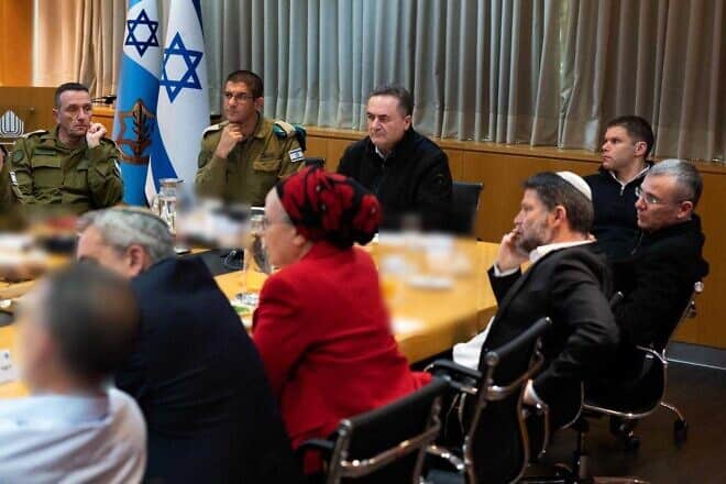 Israeli Defense Minister Israel Katz leads a meeting of ministers and senior security officials in Tel Aviv, on Jan. 2, 2025. Credit: Ariel Hermoni/Defense Ministry.