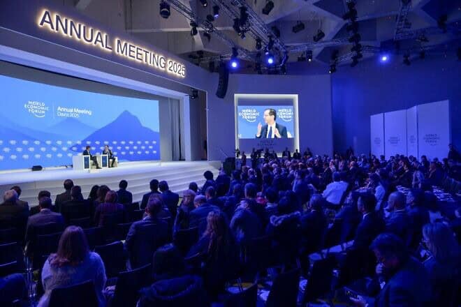 Israeli President Isaac Herzog at the World Economic Forum in Davos, Switzerland, Jan. 21, 2025. Credit: Ma'ayan Toaff/GPO.