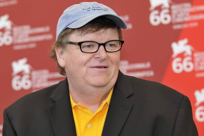Filmmaker Michael Moore at the 66th Venice International Film Festival in 2009. Credit: Nicolas Genin/Flickr via Wikimedia Commons.