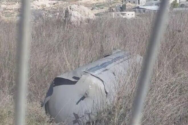 Part of an intercepted Houthi missile found near Beitar Illit in Judea, on Jan. 18, 2025. Credit: Israel Police.