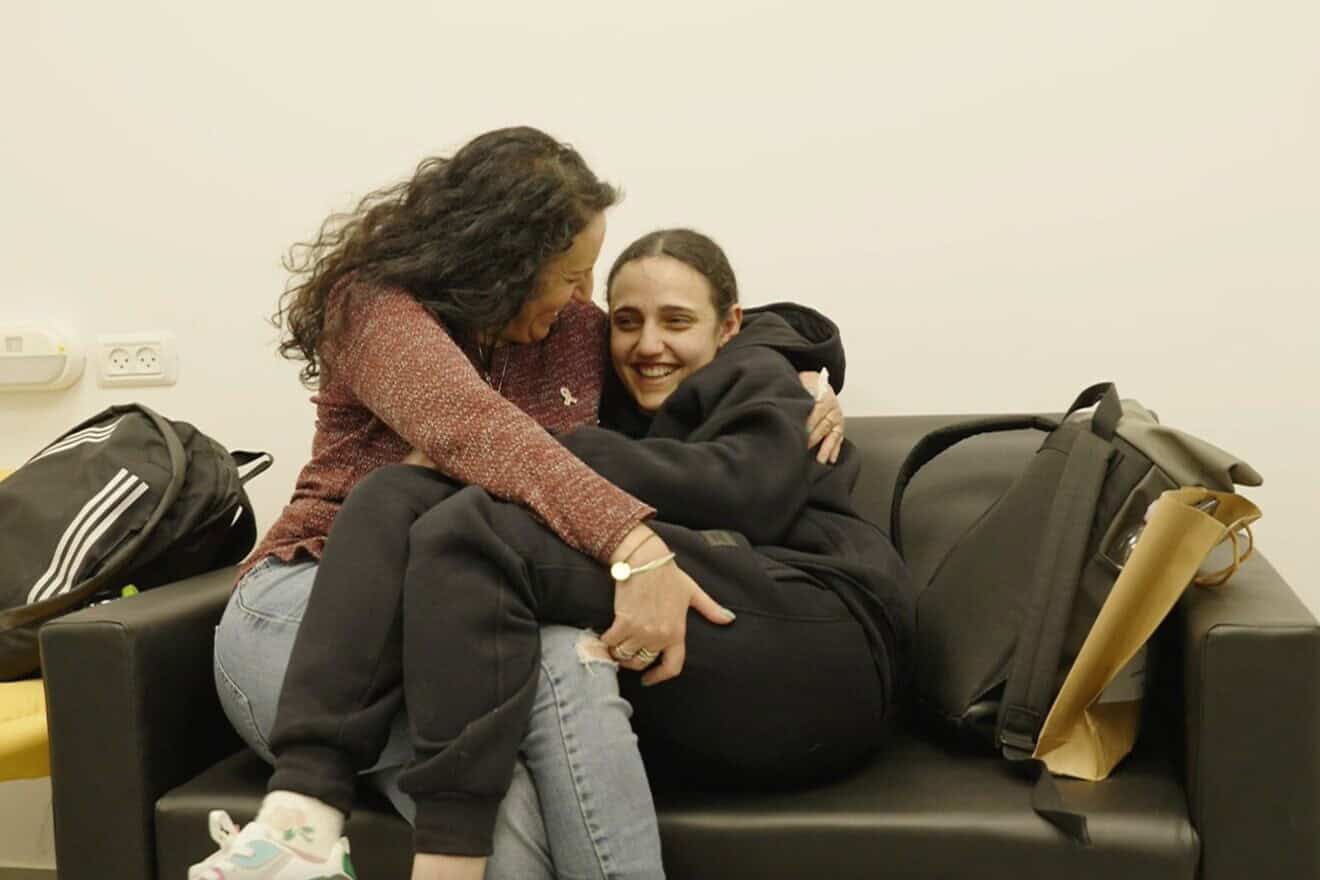 Former hostage Romi Gonen is reunited with her mother, on Jan. 19, 2025. Credit: Israel Defense Forces Spokesperson's Unit.