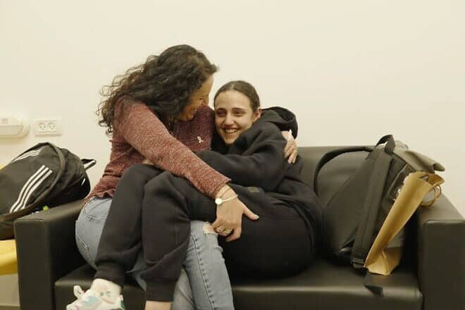 Former hostage Romi Gonen is reunited with her mother, on Jan. 19, 2025. Credit: Israel Defense Forces Spokesperson's Unit.