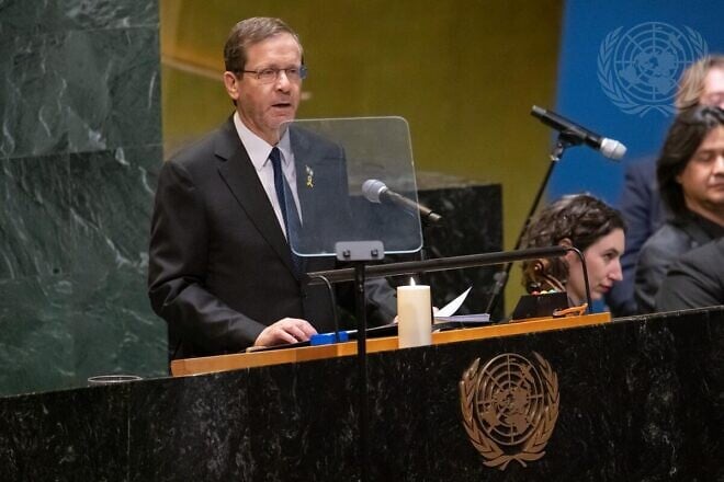 Israeli President Isaac Herzog addresses the U.N. Holocaust Memorial Ceremony: Holocaust Remembrance for Dignity and Human Rights in observance of the International Day of Commemoration in memory of the victims of the Holocaust, Jan. 27, 2025. Credit: Manuel Elías/U.N. Photo.