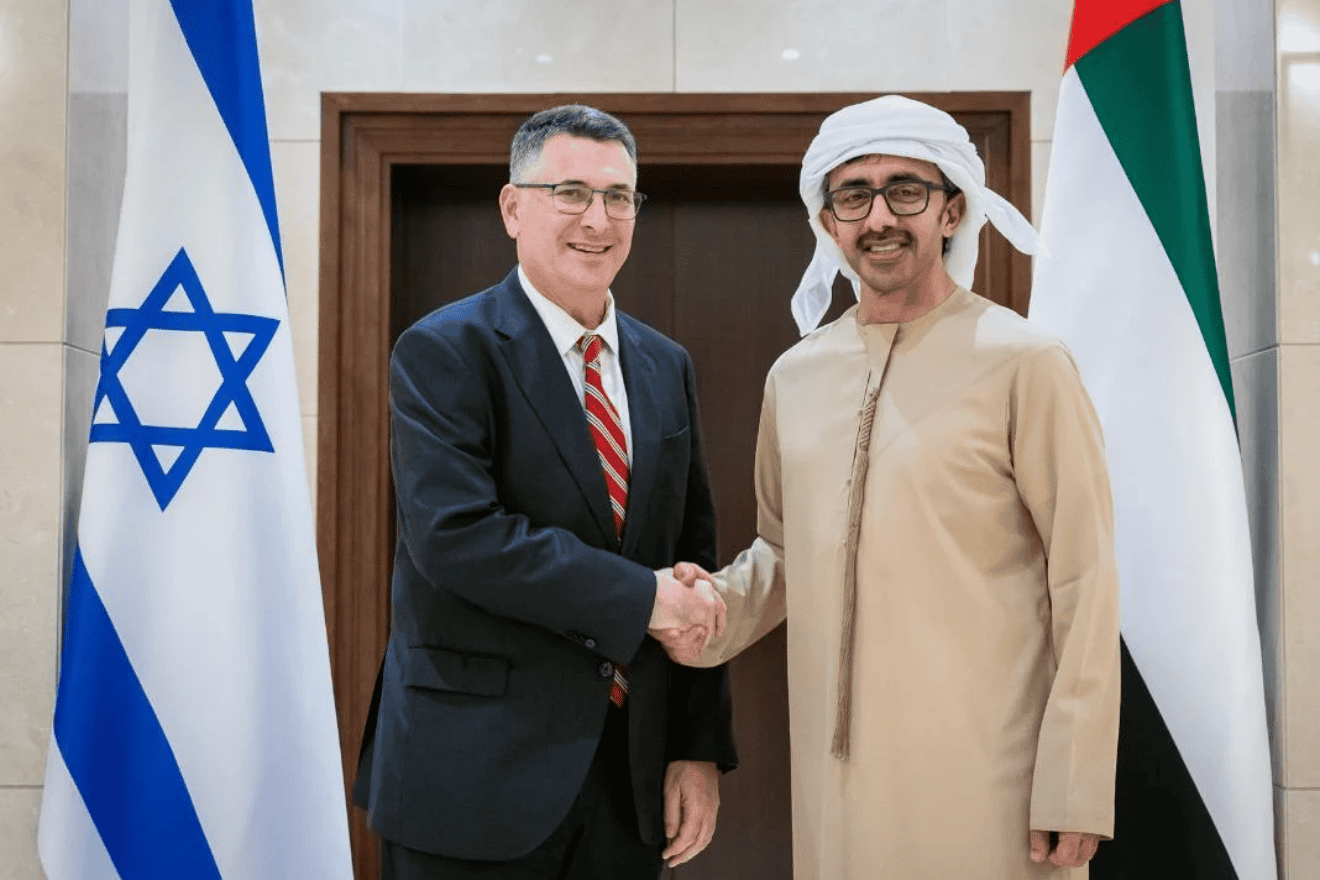 Israeli Foreign Minister meets his Emirati counterpart, Abdullah bin Zayed Al Nahyan, in Abu Dhabi, Jan. 7, 2024. Credit: Israeli Foreign Ministry.
