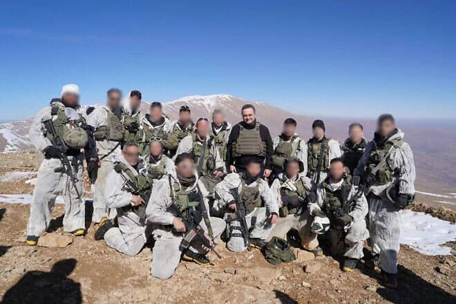 Israeli Defense Minister Israel Katz meets with troops of the Alpinist Unit atop the summit of Mount Hermon, Syria, on Jan. 28, 2025. Photo by Ariel Hermoni/Defense Ministry.