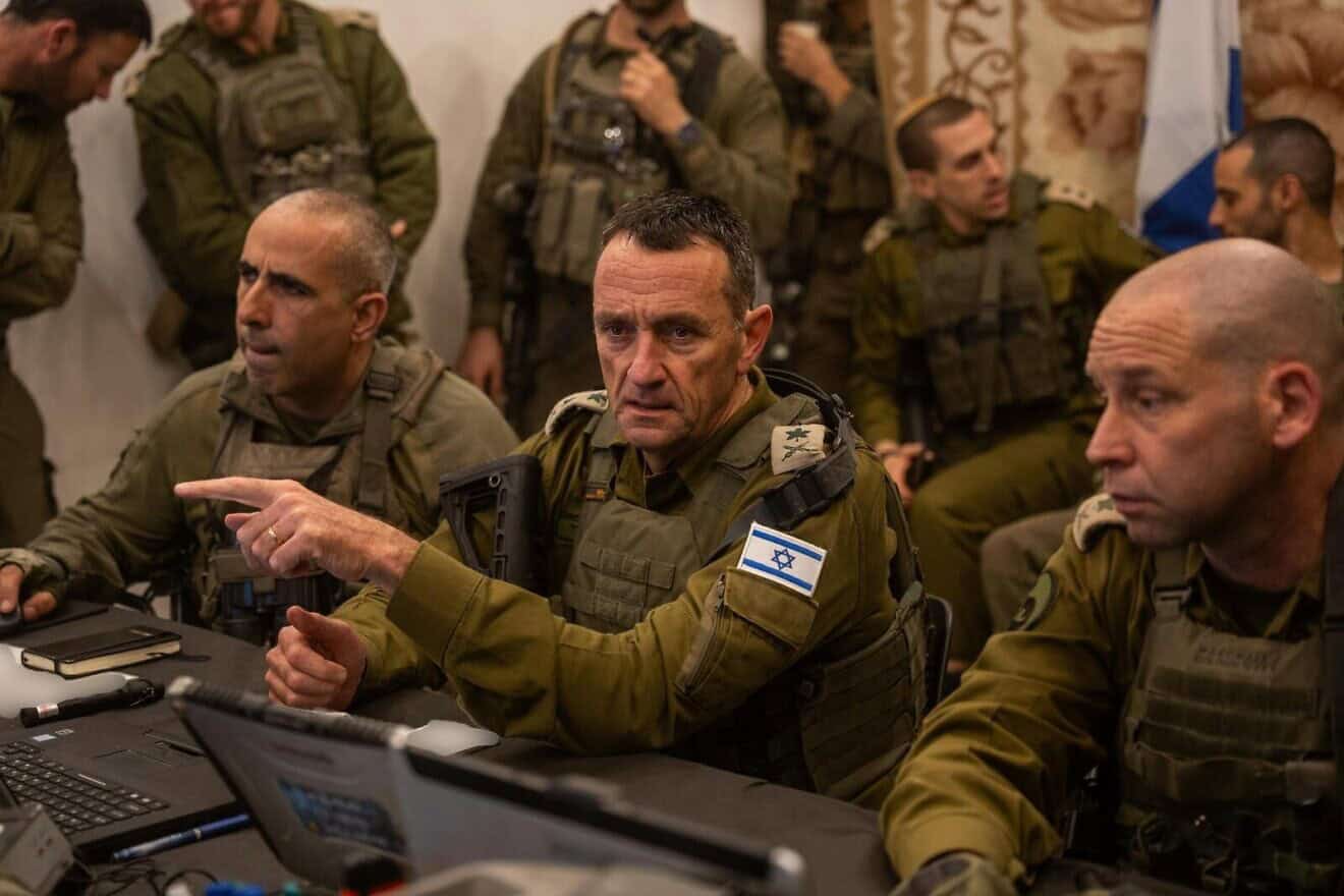 IDF Chief of Staff Lt. Gen. Herzi Halevi during a situational assessment discussion in Jabalia, Gaza, on Jan. 6, 2025. Credit: IDF.