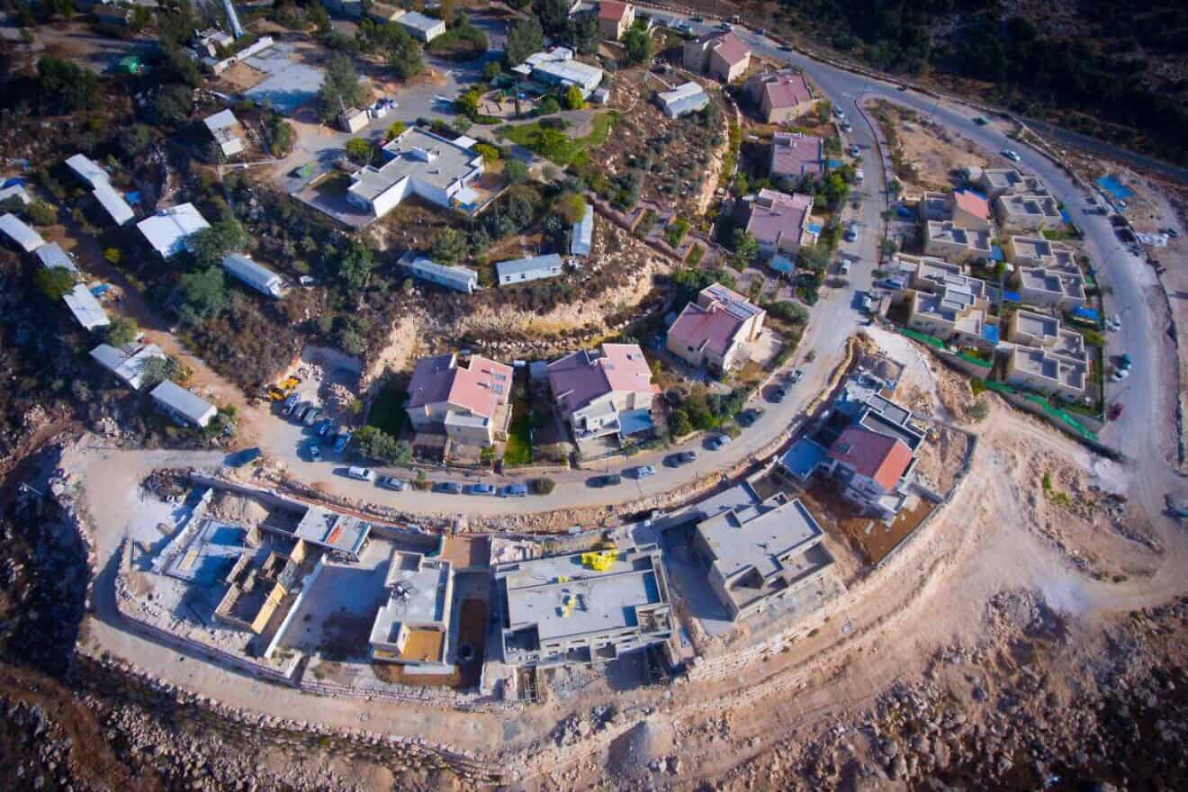 A bird's eye view of the village of Negohot in Judea, Israel. Photo courtesy of the Har Hevron Regional Council.