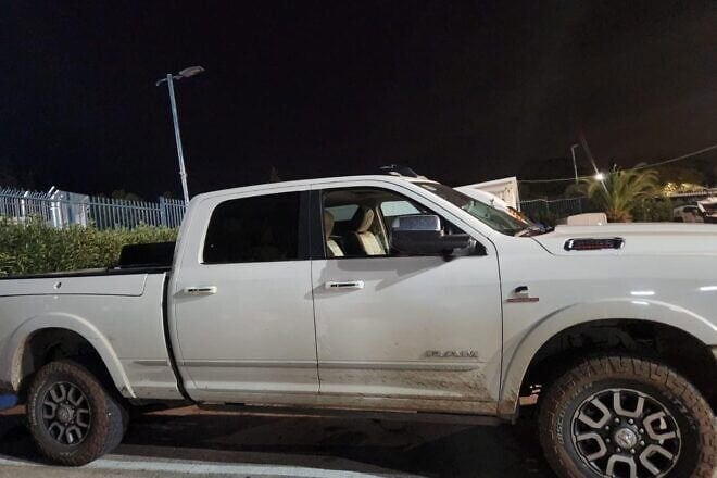 The pickup truck that two Israelis used to cross the border into Syria before being apprehended on Jan. 4, 2024. Credit: Israel Police.