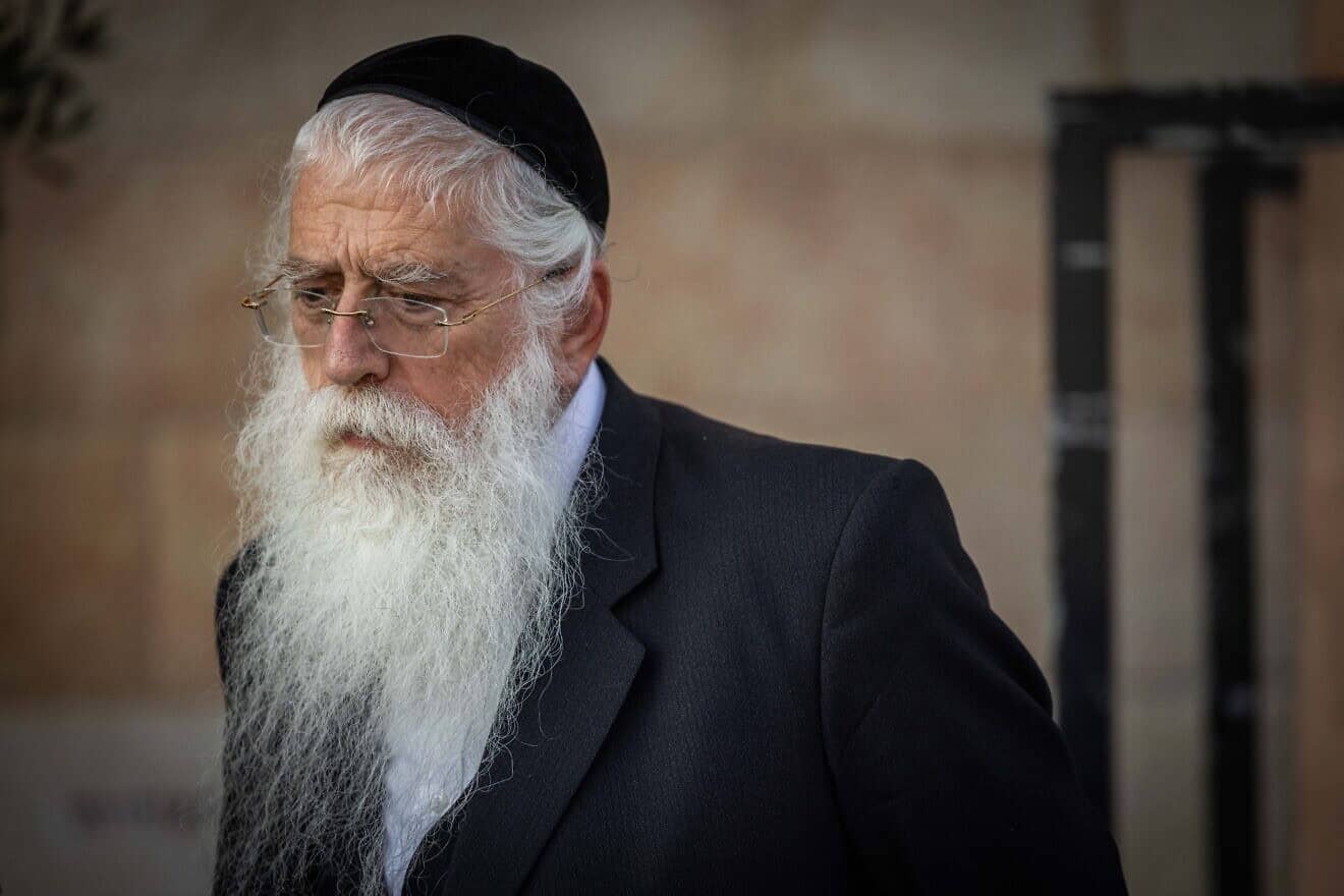 Minister of Jerusalem Affairs and Jewish Heritage Meir Porush attends a chess event in Jerusalem, on Sept. 26, 2024. Photo by Yonatan Sindel/Flash90.