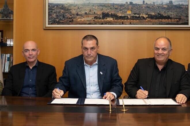 The signing ceremony in Tel Aviv for expanded Iron Dome production, on Jan. 16, 2025. Credit: Israel Ministry of Defense.