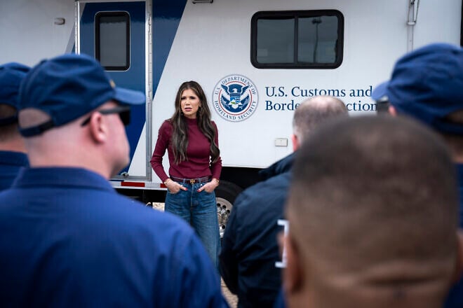 Kristi Noem, the U.S. secretary of homeland security, travels to New Orleans, La., to observe Department of Homeland Security security operations for Super Bowl LIX, Feb. 3, 2025. Credit: Tia Dufour/U.S. Department of Homeland Security.