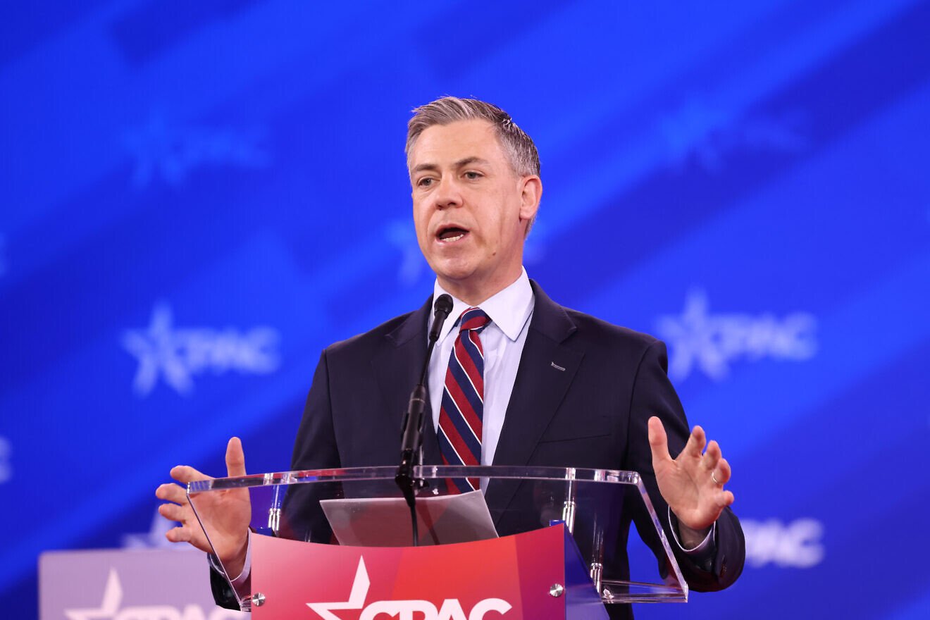 Sen. Jim Banks (R-Ind.) speaking at the 2025 Conservative Political Action Conference (CPAC) at the Gaylord National Resort & Convention Center in National Harbor, Md., Feb. 20, 2025. Credit: Gage Skidmore via Creative Commons.