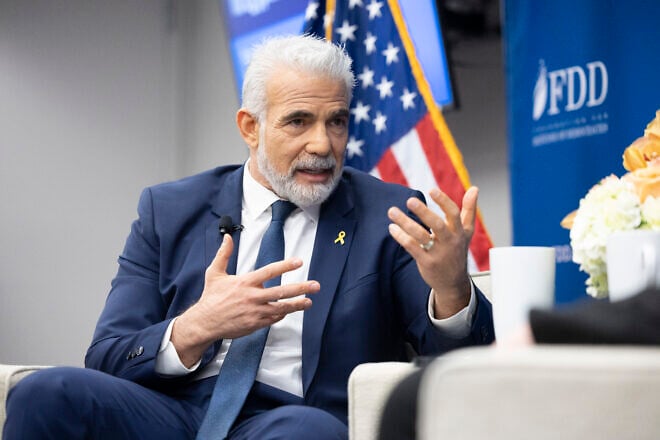 Yair Lapid, the Israeli opposition leader and former prime minister and foreign minister of Israel, delivers his proposal for Gaza's future in an event at the Foundation for Defense of Democracies moderated by Mark Dubowitz, the CEO of FDD, Feb. 25, 2025. Credit: Jeff Song/FDD.