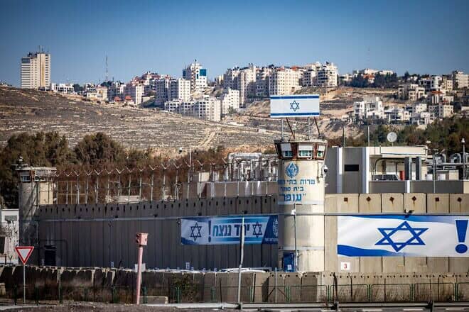 The entrance to Ofer Prison outside Jerusalem, Jan. 19, 2025. Photo by Chaim Goldberg/Flash90.