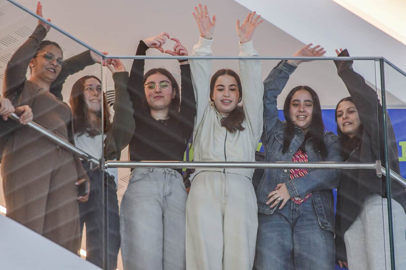 Israeli observation soldiers who were released from Hamas captivity watch a concert at Rabin Medical Center's Beilinson Hospital in Petach Tikvah, Feb. 4, 2025. Photo by Avshalom Sassoni/Flash90.