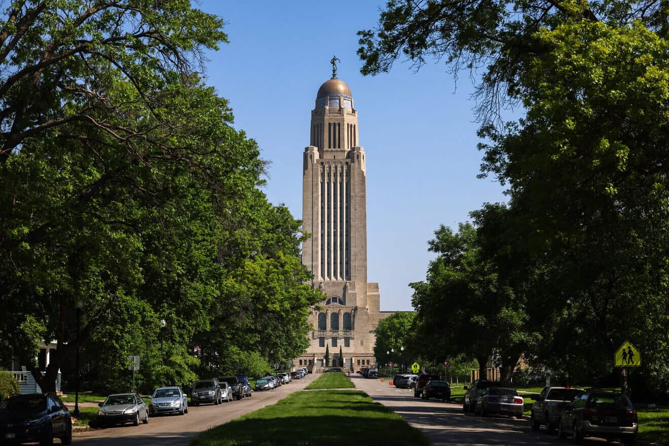 The Nebraska State Capitol in Lincoln, Neb., on May 14, 2024. Photo by Charly Triballeau/AFP via Getty Images.