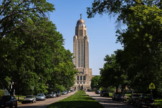 The Nebraska State Capitol in Lincoln, Neb., on May 14, 2024. Photo by Charly Triballeau/AFP via Getty Images.