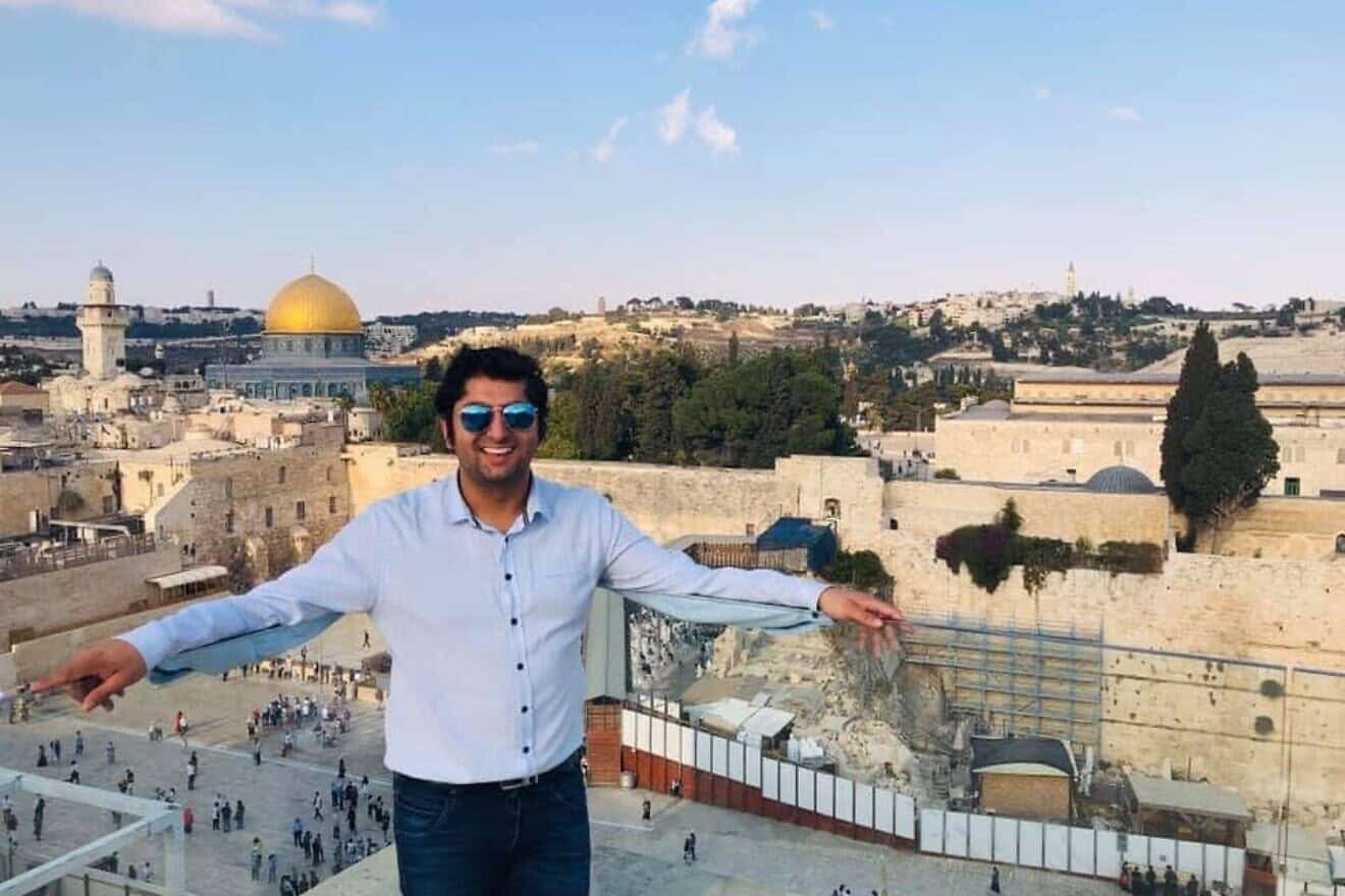 MP Himanshu Gulati, chairman of the Norwegian Israel Allies Caucus, on his way to visit the Western Wall in the Old City of Jerusalem. Credit: Courtesy.