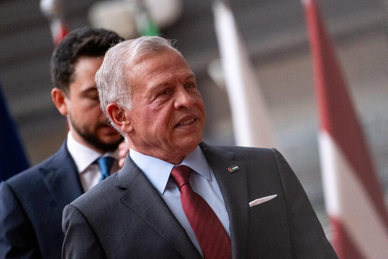 King Abdullah II of Jordan at the European Council, an institution of the European Union, in Brussels, Belgium, on Jan. 29, 2025. Photo by Martin Bertrand/Hans Lucas/AFP via Getty Images.