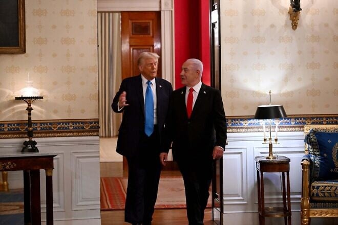 U.S. President Donald Trump and Israeli Prime Minister Benjamin Netanyahu at the White House in Washington, D.C., Feb. 4, 2025. Photo by Avi Ohayon/GPO.