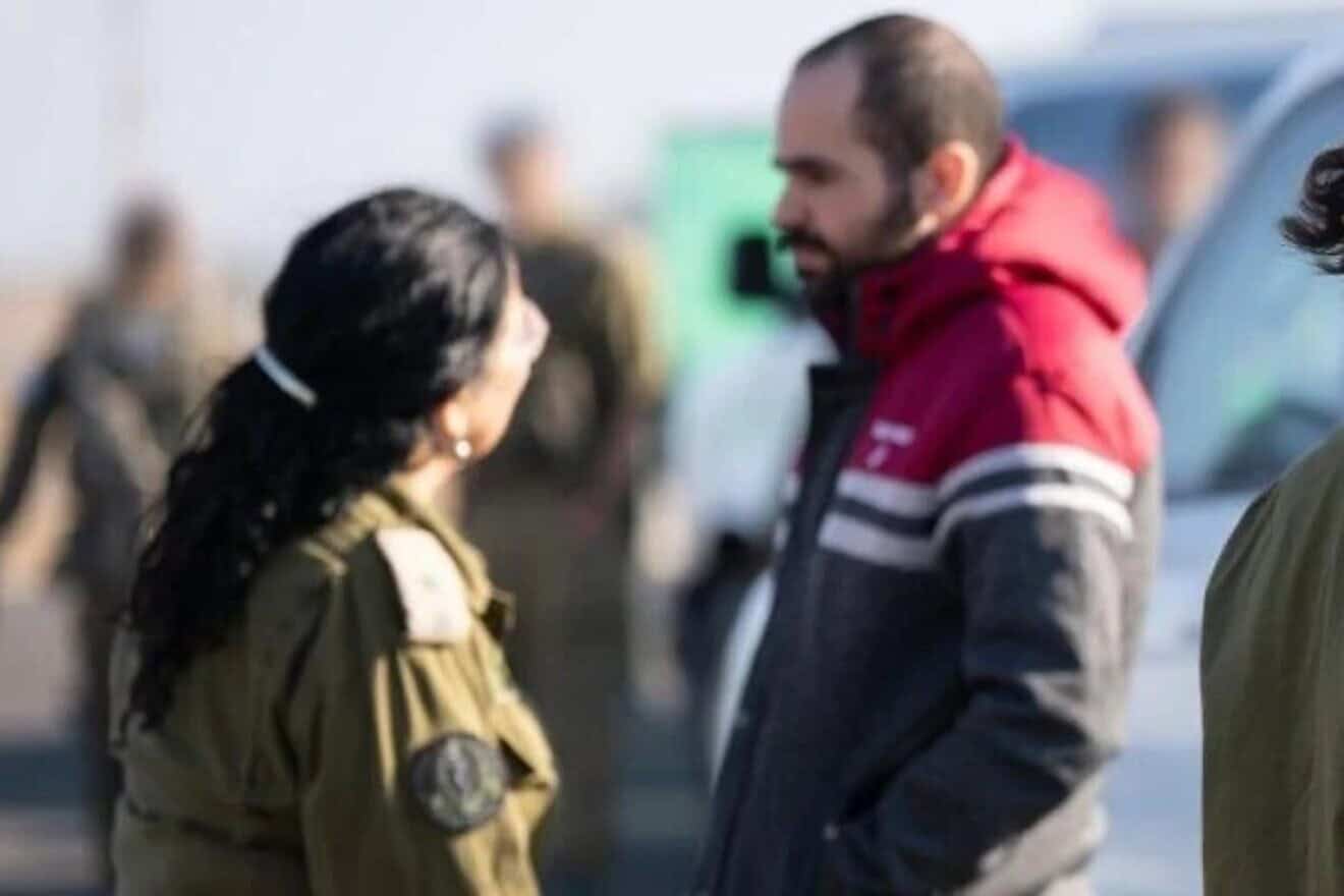 Freed hostage Yarden Bibas meets IDF troops, Feb. 1, 2025. Credit: Israel Defense Forces.
